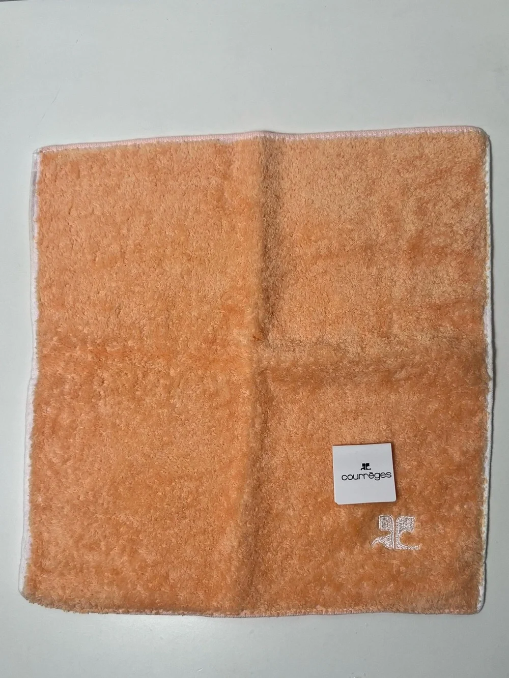 Courreges Paris Logo Vintage Reversible Cotton Hand Face Tea Towel Washcloth